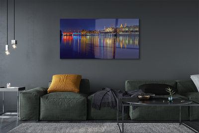 Quadro acrilico Warsaw River Bridge Night City