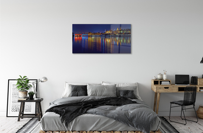 Quadro acrilico Warsaw River Bridge Night City