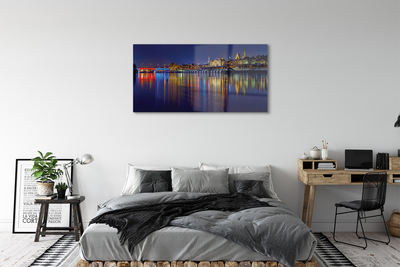 Quadro acrilico Warsaw River Bridge Night City