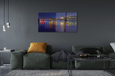 Quadro acrilico Warsaw River Bridge Night City