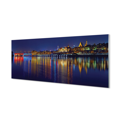 Quadro acrilico Warsaw River Bridge Night City