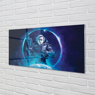 Quadro acrilico Space Woman Moon