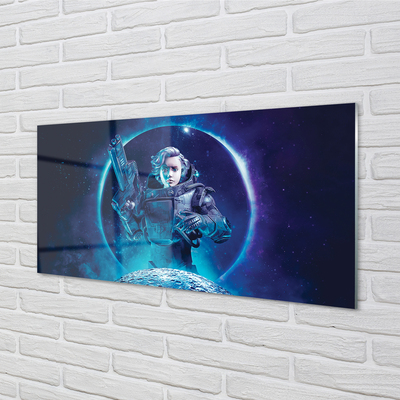 Quadro acrilico Space Woman Moon