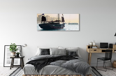 Quadro in vetro acrilico Ship Sea City of Heaven