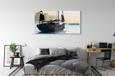 Quadro in vetro acrilico Ship Sea City of Heaven