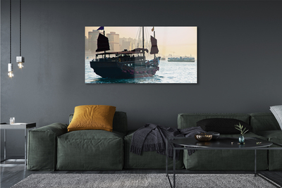 Quadro in vetro acrilico Ship Sea City of Heaven