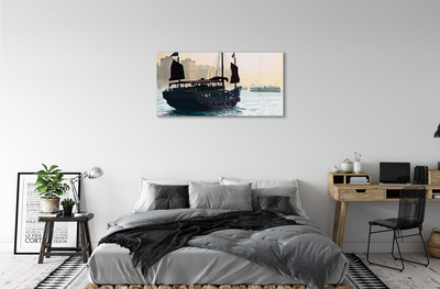 Quadro in vetro acrilico Ship Sea City of Heaven