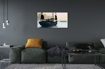 Quadro in vetro acrilico Ship Sea City of Heaven