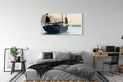 Quadro in vetro acrilico Ship Sea City of Heaven