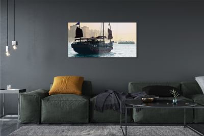 Quadro in vetro acrilico Ship Sea City of Heaven