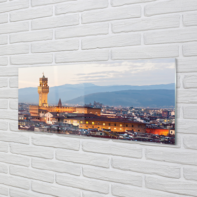 Quadro in vetro acrilico Italia Castello Panorama Sunset