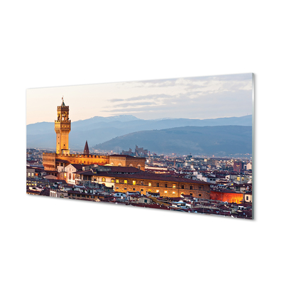 Quadro in vetro acrilico Italia Castello Panorama Sunset