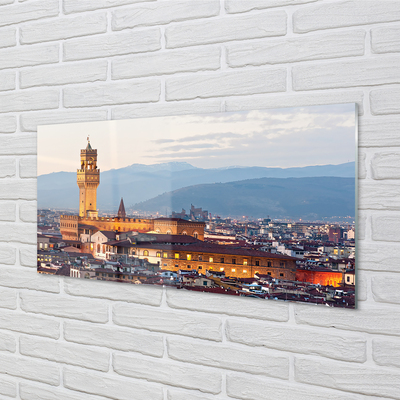 Quadro in vetro acrilico Italia Castello Panorama Sunset