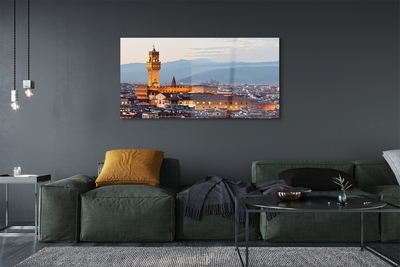 Quadro in vetro acrilico Italia Castello Panorama Sunset