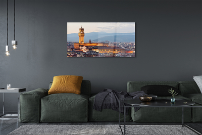 Quadro in vetro acrilico Italia Castello Panorama Sunset