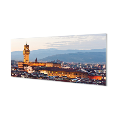 Quadro in vetro acrilico Italia Castello Panorama Sunset