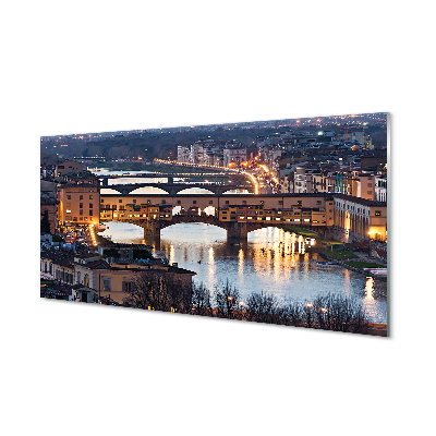 Quadro su vetro acrilico Italia Bridges River Night