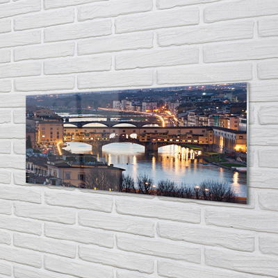 Quadro su vetro acrilico Italia Bridges River Night