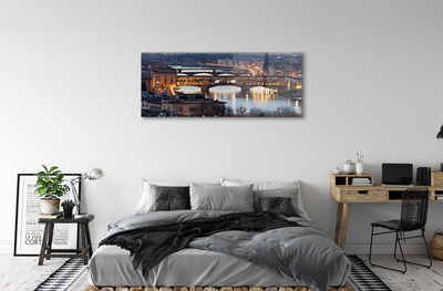 Quadro su vetro acrilico Italia Bridges River Night