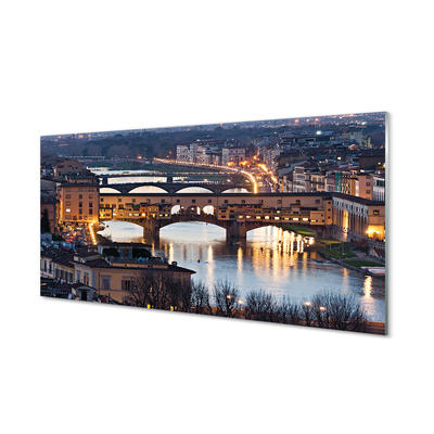 Quadro su vetro acrilico Italia Bridges River Night