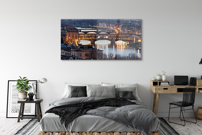 Quadro su vetro acrilico Italia Bridges River Night