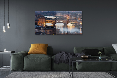 Quadro su vetro acrilico Italia Bridges River Night