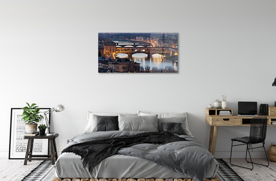 Quadro su vetro acrilico Italia Bridges River Night