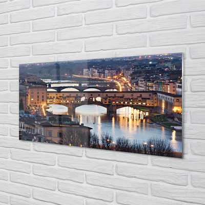 Quadro su vetro acrilico Italia Bridges River Night