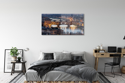 Quadro su vetro acrilico Italia Bridges River Night