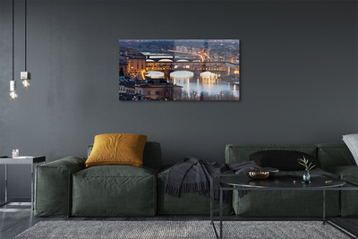 Quadro su vetro acrilico Italia Bridges River Night