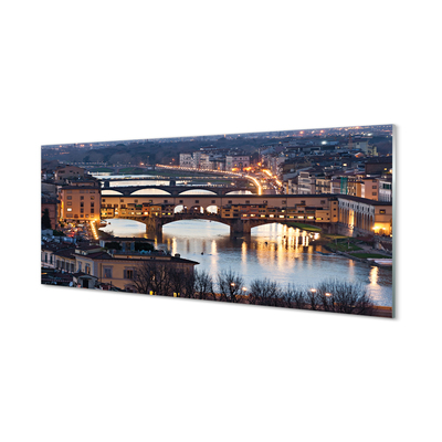 Quadro su vetro acrilico Italia Bridges River Night