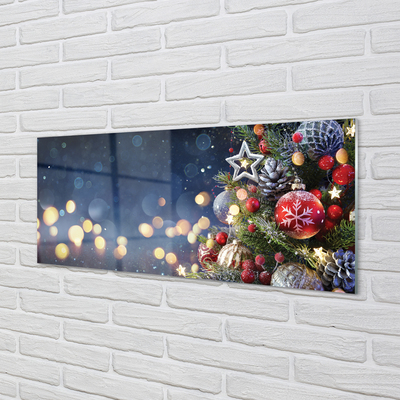 Quadro in vetro acrilico Decorazioni di neve dell'albero di Natale