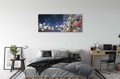 Quadro in vetro acrilico Decorazioni di neve dell'albero di Natale