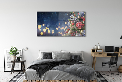 Quadro in vetro acrilico Decorazioni di neve dell'albero di Natale