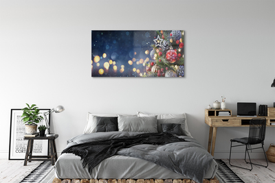 Quadro in vetro acrilico Decorazioni di neve dell'albero di Natale