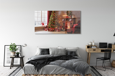 Quadro in vetro acrilico Alberi di Natale regali decorazioni per camino