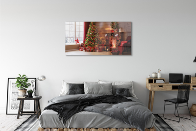 Quadro in vetro acrilico Alberi di Natale regali decorazioni per camino