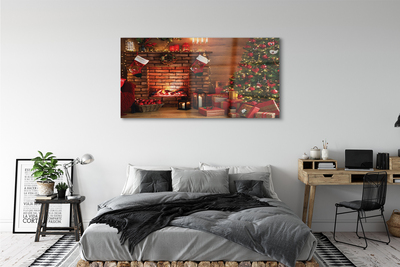 Quadro vetro acrilico Alberi di Natale regali decorazioni per camino