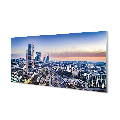 Quadro vetro acrilico Varsavia Panorama Skyscrapers Sunrise