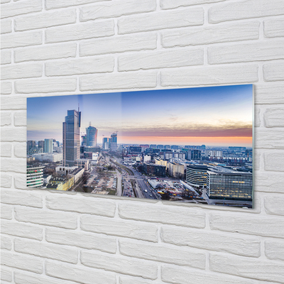 Quadro vetro acrilico Varsavia Panorama Skyscrapers Sunrise