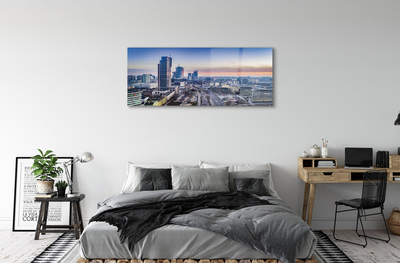 Quadro vetro acrilico Varsavia Panorama Skyscrapers Sunrise