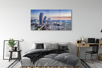 Quadro vetro acrilico Varsavia Panorama Skyscrapers Sunrise