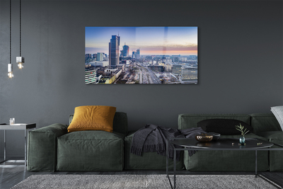 Quadro vetro acrilico Varsavia Panorama Skyscrapers Sunrise