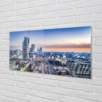 Quadro vetro acrilico Varsavia Panorama Skyscrapers Sunrise