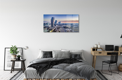 Quadro vetro acrilico Varsavia Panorama Skyscrapers Sunrise