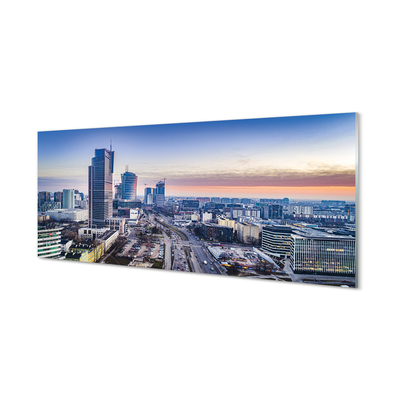 Quadro vetro acrilico Varsavia Panorama Skyscrapers Sunrise