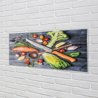 Quadro vetro acrilico Catacea Coltello, pomodori di spinaci