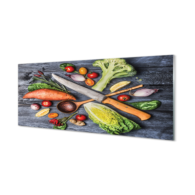 Quadro vetro acrilico Catacea Coltello, pomodori di spinaci