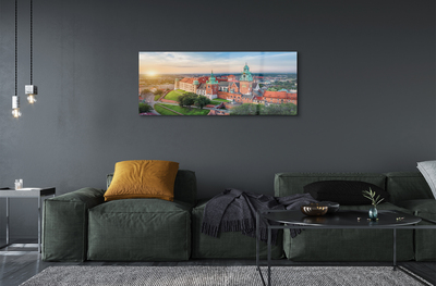 Quadro su vetro acrilico Castello di Cracovia Panorama Sunrise