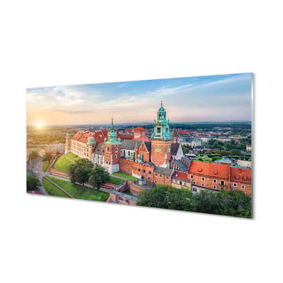 Quadro su vetro acrilico Castello di Cracovia Panorama Sunrise